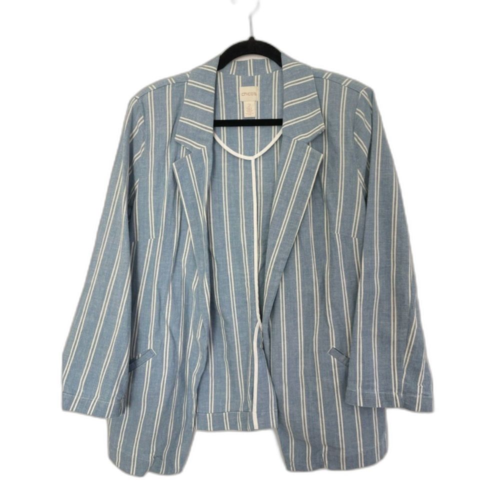 Chico's Blue and White Striped Blazer